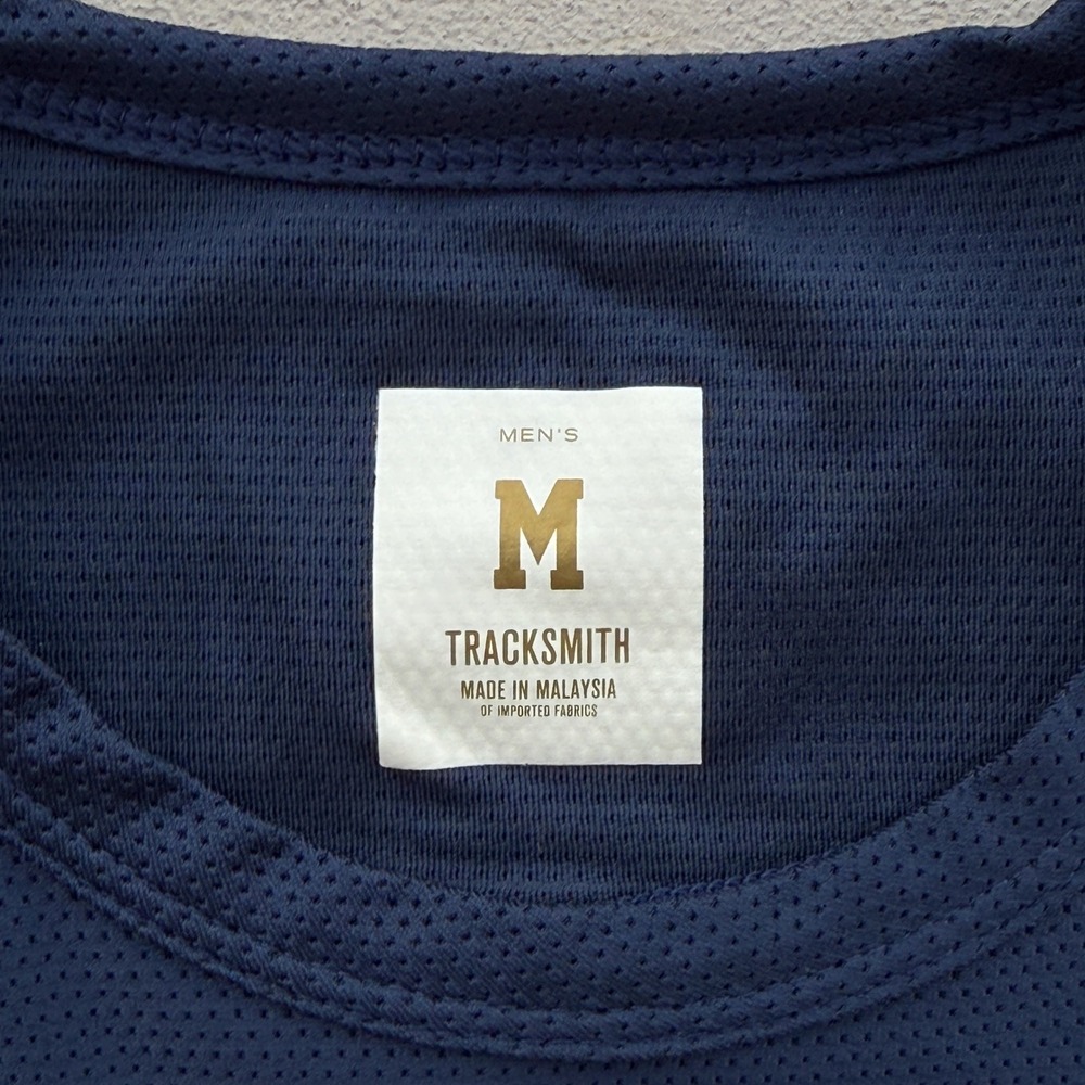 TRACKSMITH Van Cortlandt Tee Medium Navy Ivory Stripe Performance Running Shirt - Picture 5 of 11